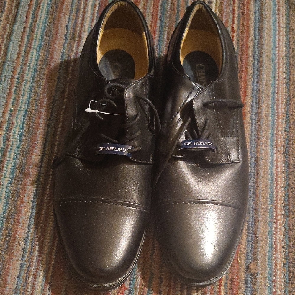 Men's Chaps Black Leather Oxford Lace Up Dress Shoes Size 10.5